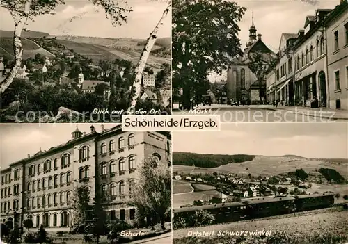 AK / Ansichtskarte Schoenheide Erzgebirge Ortsansicht Markt Schule OT Schwarzwinkel Kat. Schoenheide Erzgebirge