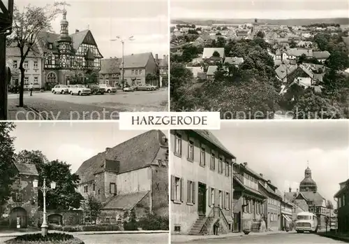 AK / Ansichtskarte Harzgerode Markt Rathaus Schloss Oberstrasse Stadtpanorama Kat. Harzgerode
