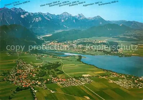 AK / Ansichtskarte Fuessen Allgaeu Fliegeraufnahme mit Schwangau und Forggensee Kat. Fuessen