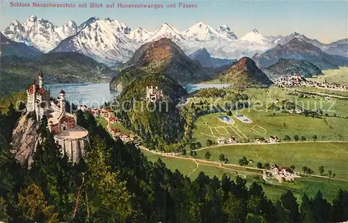 AK / Ansichtskarte Hohenschwangau Panorama mit Schloss Neuschwanstein  Kat. Schwangau