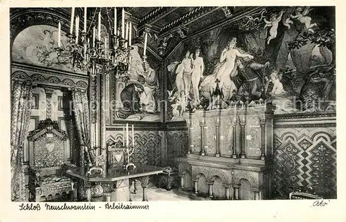 AK / Ansichtskarte Hohenschwangau Arbeitszimmer im Schloss Neuschwanstein  Kat. Schwangau