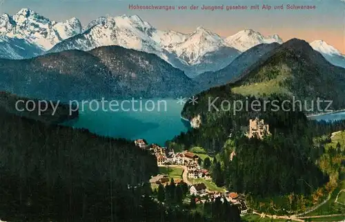 AK / Ansichtskarte Hohenschwangau Blick von der Jugend Alp und Schwansee Kat. Schwangau