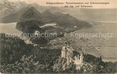 AK / Ansichtskarte Hohenschwangau Panorama mit den Koenigsschloesser Kat. Schwangau