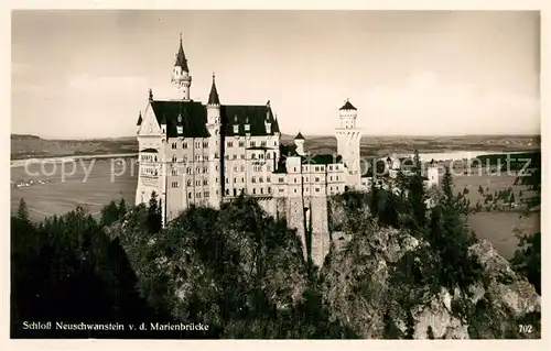 AK / Ansichtskarte Hohenschwangau Schloss Neuschwanstein von der Marienbruecke Kat. Schwangau