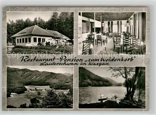 AK / Ansichtskarte Lauterschwan Restaurant Pension zum Weidenkorb Gaststube Panoama Seepartie Kat. Erlenbach bei Dahn