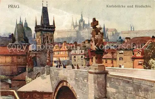 AK / Ansichtskarte Prag Prahy Prague Karlsbruecke und Hradschin Kat. Praha