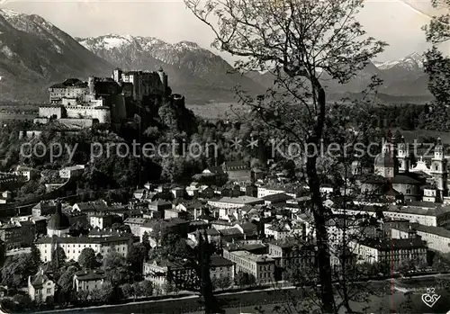 AK / Ansichtskarte Salzburg Oesterreich Blick auf Altstadt Festung Hohensalzburg und bayerische Berge Kat. Salzburg