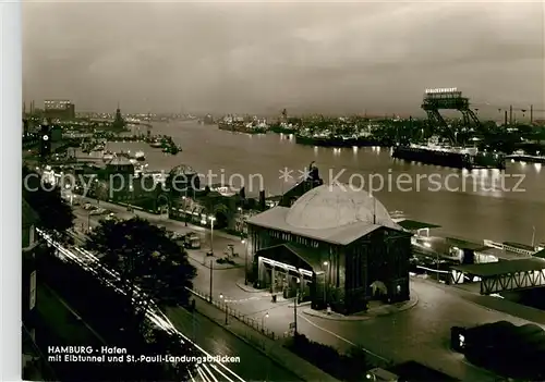 AK / Ansichtskarte Hamburg Hafen Elbtunnel St Pauli Landungsbruecken Nachtaufnahme Kat. Hamburg