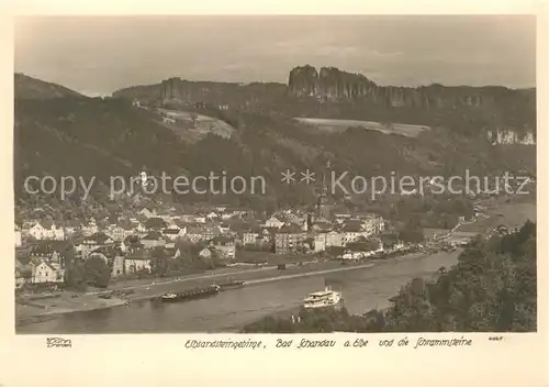 AK / Ansichtskarte Bad Schandau Panorama Elbe Schrammsteine Elbsandsteingebirge Handabzug Kat. Bad Schandau