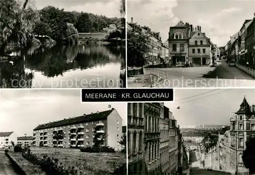 AK / Ansichtskarte Meerane Gondelteich Franz Mehring Platz Neubauten Steile Wand Bergstrasse Kat. Meerane