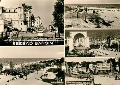 AK / Ansichtskarte Bansin Ostseebad FDGB Erholungsheim Strand Konzertpavillon Strandpromenade Kat. Heringsdorf