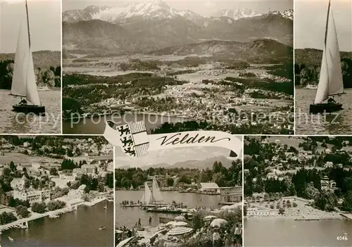 AK / Ansichtskarte Velden Woerthersee Segelboot Fliegeraufnahme