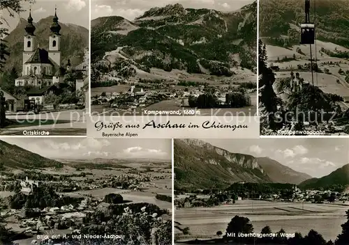 AK / Ansichtskarte Aschau Chiemgau Ortskirche Kampenwandbahn  Kat. Aschau i.Chiemgau