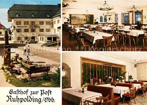 AK / Ansichtskarte Ruhpolding Gasthof zur Post Brunnen Gaststube Teilansicht  Kat. Ruhpolding