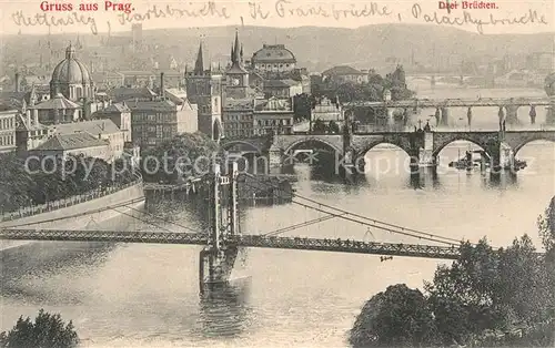 AK / Ansichtskarte Prag Prahy Prague Kettensteg Karlsbruecke Kaiser Franz Bruecke Kat. Praha