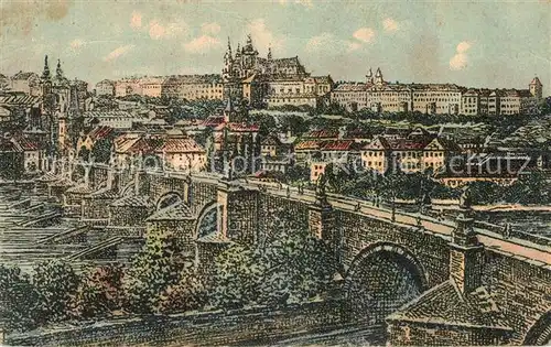 AK / Ansichtskarte Prag Prahy Prague Karluv most a Hradcany Kat. Praha