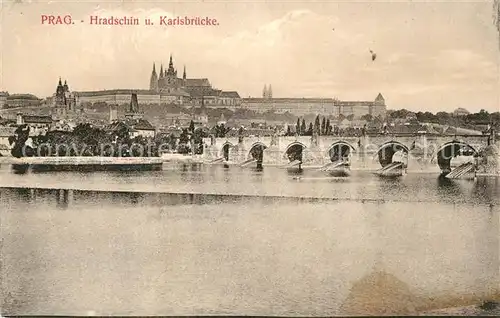 AK / Ansichtskarte Prag Prahy Prague Hradschin und Karlsbruecke Kat. Praha