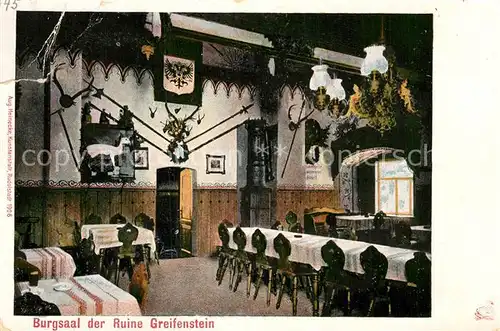 AK / Ansichtskarte Greifenstein Burgruine Burgsaal