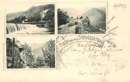 AK / Ansichtskarte Schwarzatal Wasserfall mit Loesches Hall Griesbachfels Katzenstein Kat. Rudolstadt