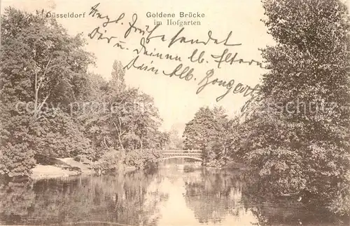 AK / Ansichtskarte Duesseldorf Goldene Bruecke Hofgarten Kat. Duesseldorf