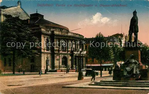 AK / Ansichtskarte Duesseldorf Stadttheater Bismarckdenkmal Kat. Duesseldorf