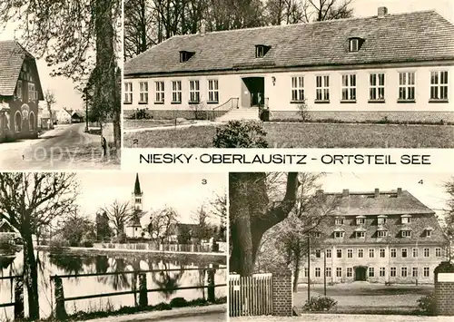 AK / Ansichtskarte See Niesky Dorfstrasse Kindergarten Dorfteich Genesungsheim Heideland Kat. Niesky