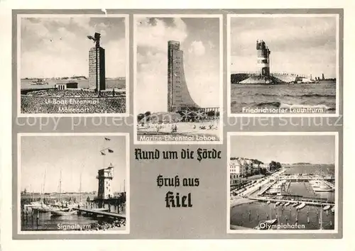 AK / Ansichtskarte Kiel Friedrichsorter Leuchtturm Olympiahafen Signalturm Marine Ehrenmal Laboe  Kat. Kiel