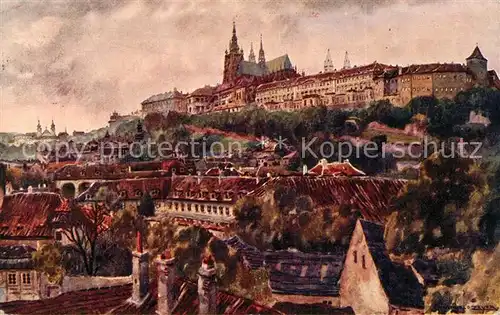 AK / Ansichtskarte Prag Prahy Prague Hradschin mit St Veits Dom Kat. Praha