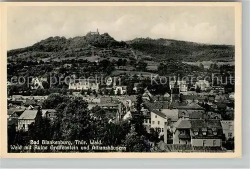 AK / Ansichtskarte Bad Blankenburg Wald mit Ruine Greifenstein und Allianzhaeusern Kat. Bad Blankenburg