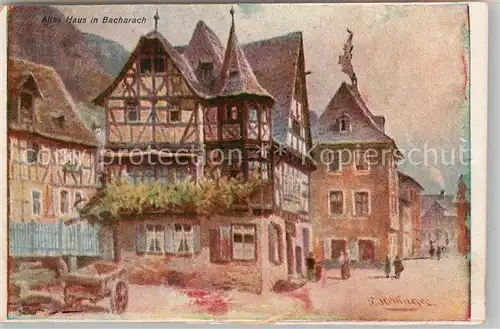 AK / Ansichtskarte Bacharach Rhein Weinhaus Altes Haus Kuenstlerkarte Kat. Bacharach