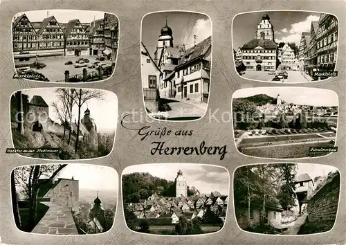 AK / Ansichtskarte Herrenberg Wuerttemberg Marktplatz Hacktor Stadtmauer