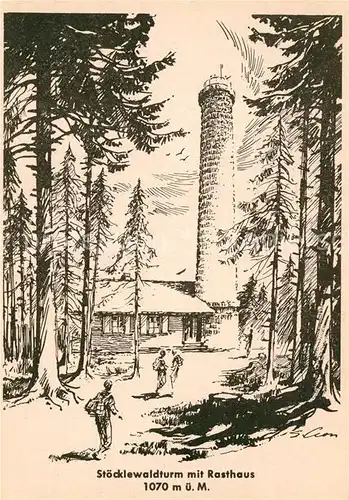 AK / Ansichtskarte Furtwangen Stoecklewaldturm Rasthaus Kuenstlerkarte  Kat. Furtwangen im Schwarzwald
