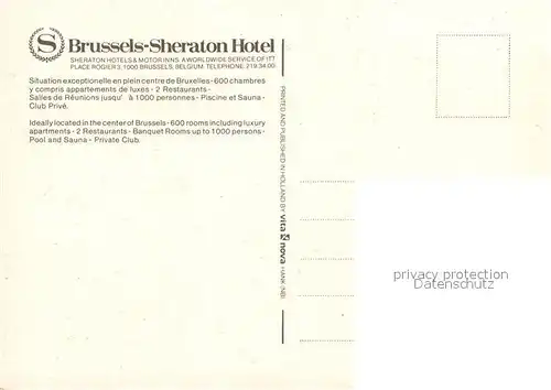 AK / Ansichtskarte Bruessel Bruxelles Sheraton Hotel Kat. 