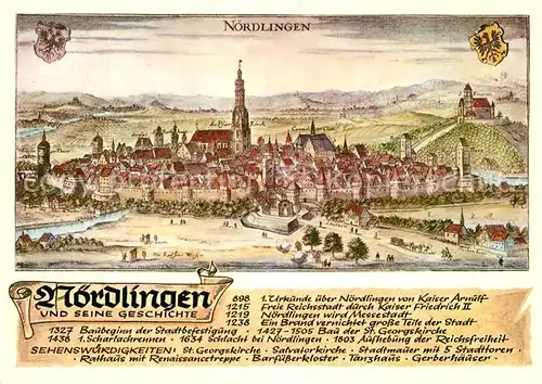 AK / Ansichtskarte Noerdlingen Stich von Matthaeus Merian um 1650 Kat. Noerdlingen