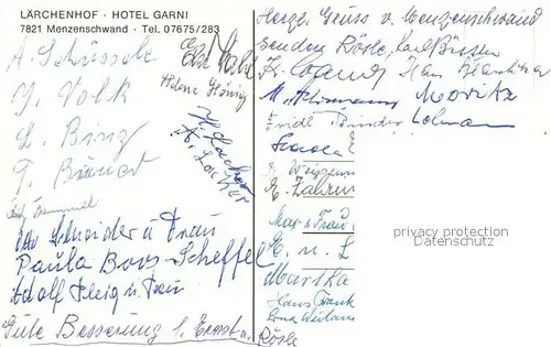 AK / Ansichtskarte Menzenschwand Hotel Garni Laerchenhof Kat. St. Blasien