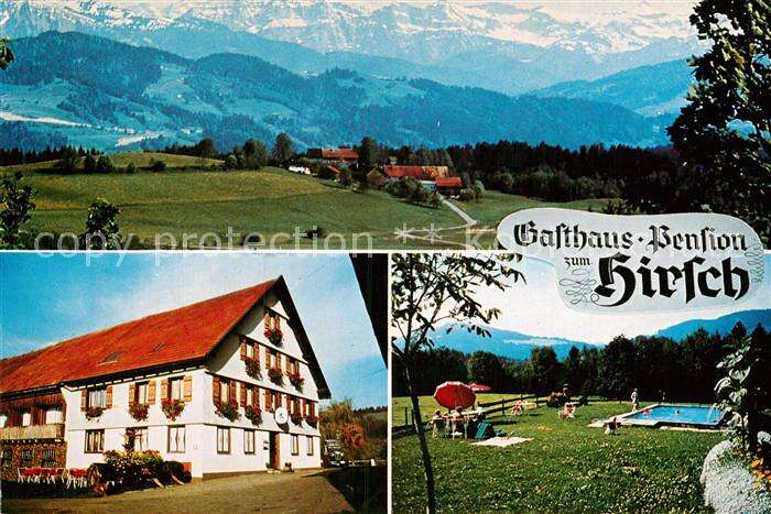 Ak Ansichtskarte Scheidegg Allgaeu Gasthof Pension Hirsch