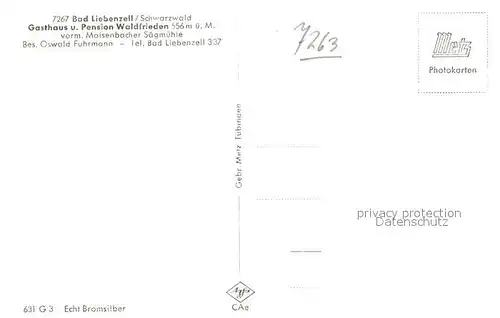 AK / Ansichtskarte Bad Liebenzell Gasthof Pension
Maisenbacher Saegmuehle Kat. Bad Liebenzell