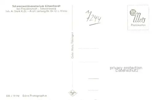 AK / Ansichtskarte Luetzenhardt Schwarzwaldsanatorium Kat. Waldachtal