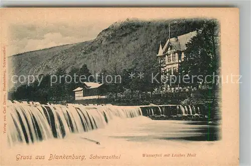 AK / Ansichtskarte Bad Blankenburg Wasserfall mit Loesches Hall im Schwarzatal Kat. Bad Blankenburg