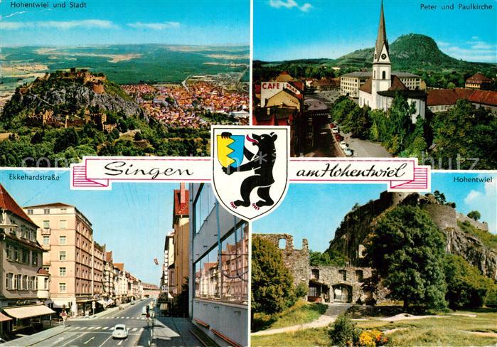 AK / Ansichtskarte Singen_Hohentwiel Fliegeraufnahme Ekkehardstrasse