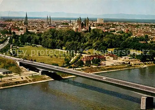 AK / Ansichtskarte Speyer Rhein Rheinbruecke Stadtpanorama mit Dom Fliegeraufnahme Kat. Speyer