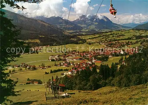 AK / Ansichtskarte Reit Winkl Panorama Luftkurort mit Kaisergebirge Sesselbahn Kat. Reit im Winkl