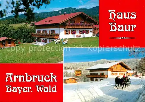 AK / Ansichtskarte Arnbruck Ferienwohnungen Haus Baur Pferdekutsche Bayerischer Wald Kat. Arnbruck
