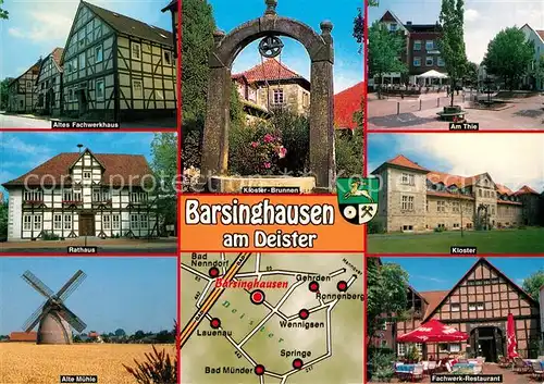 AK / Ansichtskarte Barsinghausen Fachwerkhaus Kloster Brunnen Am Thie Rathaus Windmuehle Restaurant Kat. Barsinghausen