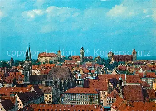 AK / Ansichtskarte Nuernberg Blick von der St Lorenzkirche Marktplatz St Sebald und Burg Kat. Nuernberg