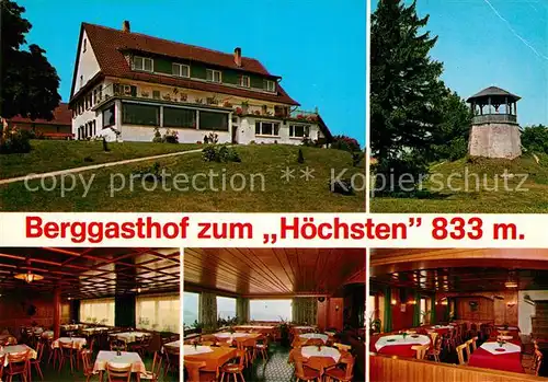 AK / Ansichtskarte Hoechsten Wilhelmsdorf Berggasthof zum Hoechsten am Illmensee Restaurant Aussichtsturm Kat. Wilhelmsdorf