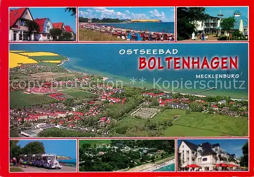 AK / Ansichtskarte Boltenhagen Ostseebad Strand Promenade Touristenbahn Hotel Fliegeraufnahme Kat. Ostseebad Boltenhagen