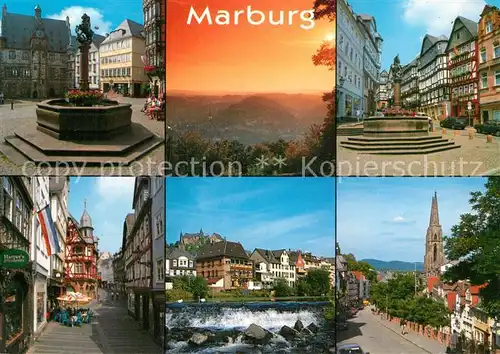 AK / Ansichtskarte Marburg Lahn Marktplatz Rathaus Wettergasse Lahn Schloss Steinweg Kat. Marburg