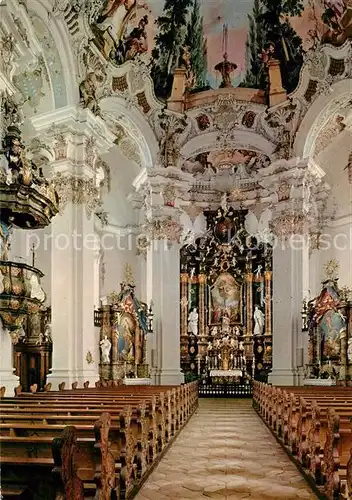 AK / Ansichtskarte Steinhausen Bad Schussenried "Schoenste Dorfkirche der Welt" Rokoko Baukunst Innenansicht Kat. Bad Schussenried