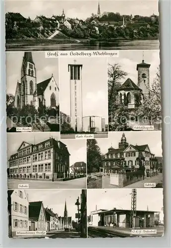 AK / Ansichtskarte Wieblingen Panorama Evangelische Kirche Schlosskapelle Schule Bahnhof Kat. Heidelberg